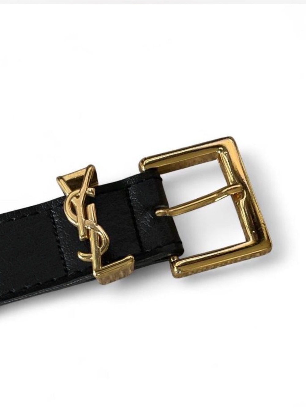 Gold YSL Logo Buckle Belt - S/M